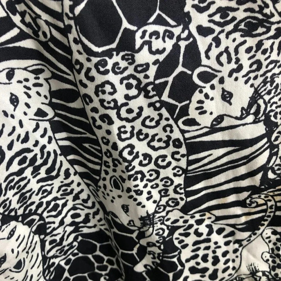 Calyso St Barth Black White Leopard Tiger Print 100% Silk Blouse - Picture 4 of 7